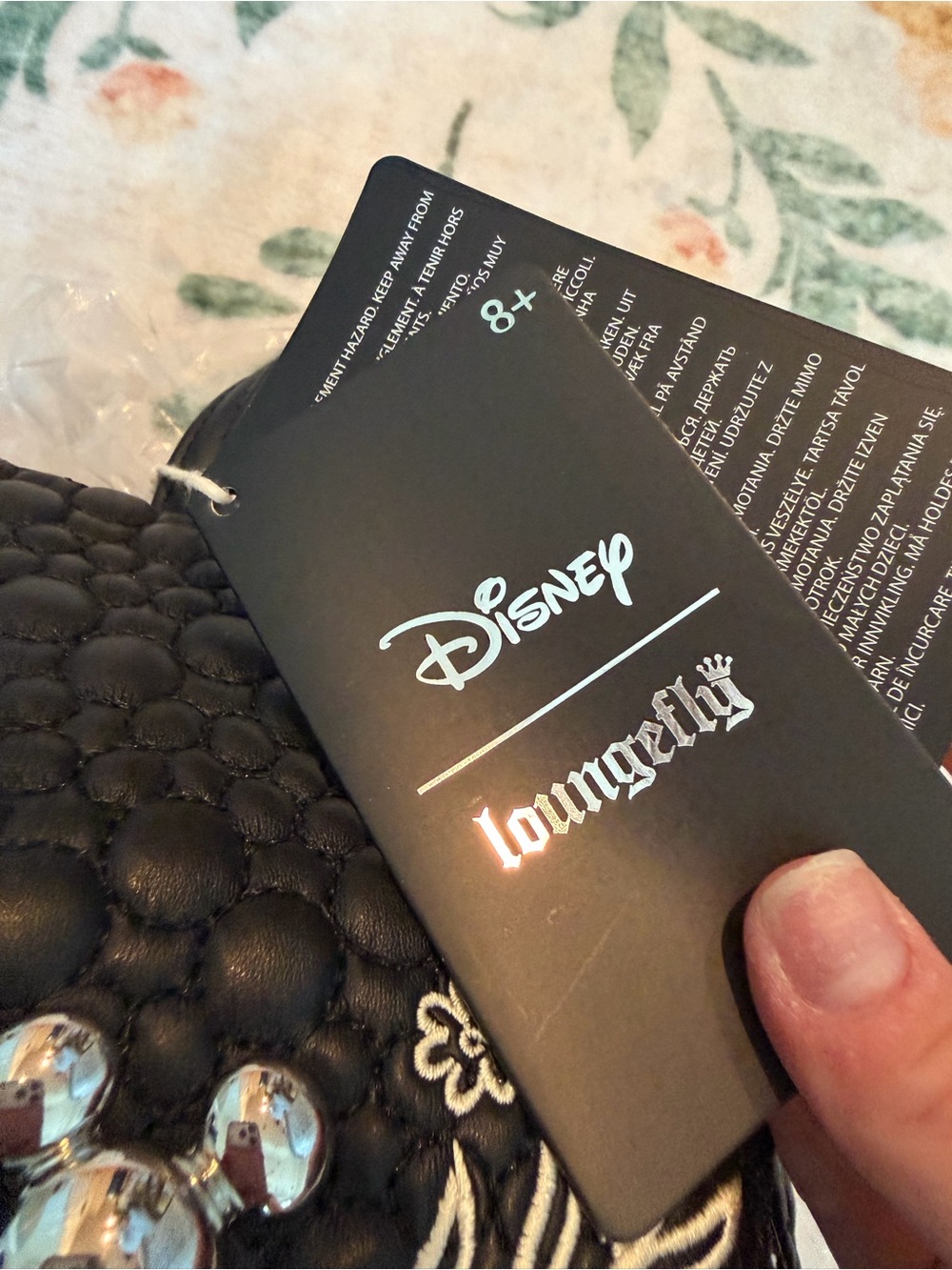Loungefly Disney Mickey Mouse Floral Sketch Quilted Mini Backpack black leather - Picture 4 of 5